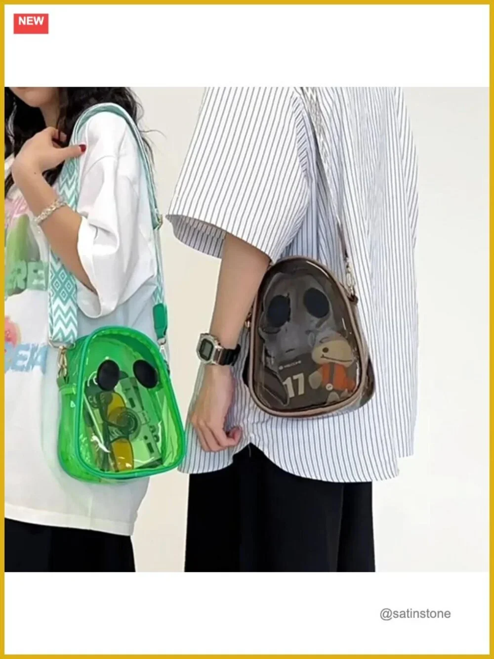 Ghost Crossbody Purse Transparent PVC Clear Bag Halloween Shoulder Bag